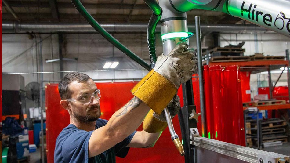 Man in collaborative robot cell